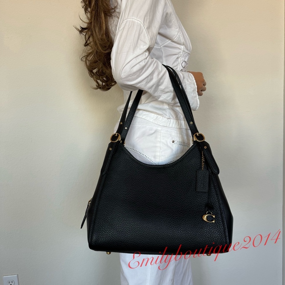 Coach C4824 Lori Shoulder Bag Black Soft Pebble Leather